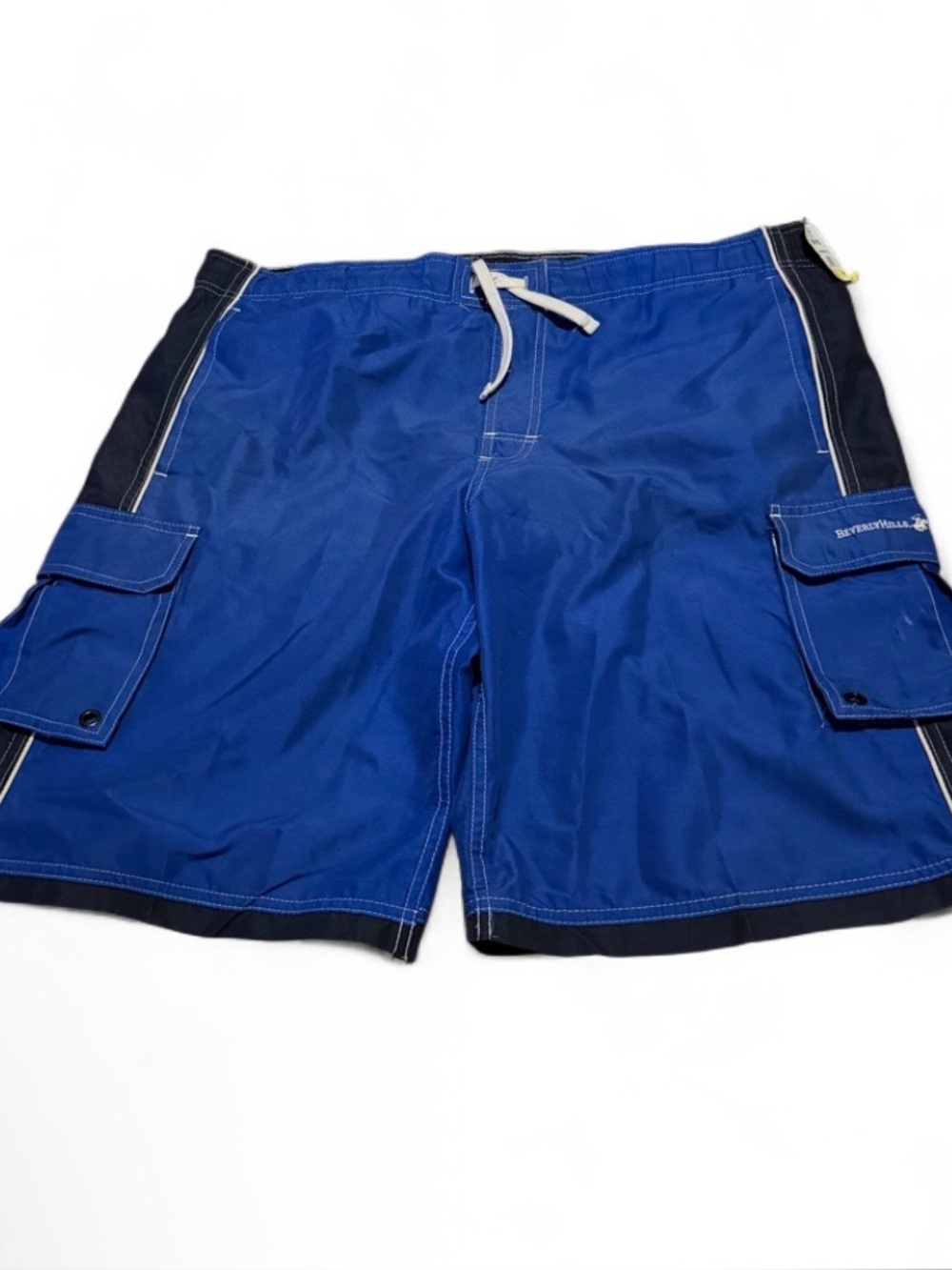 Beverly Hills Polo Club Embroidered Spellout Cargo Blue Swim Trunks